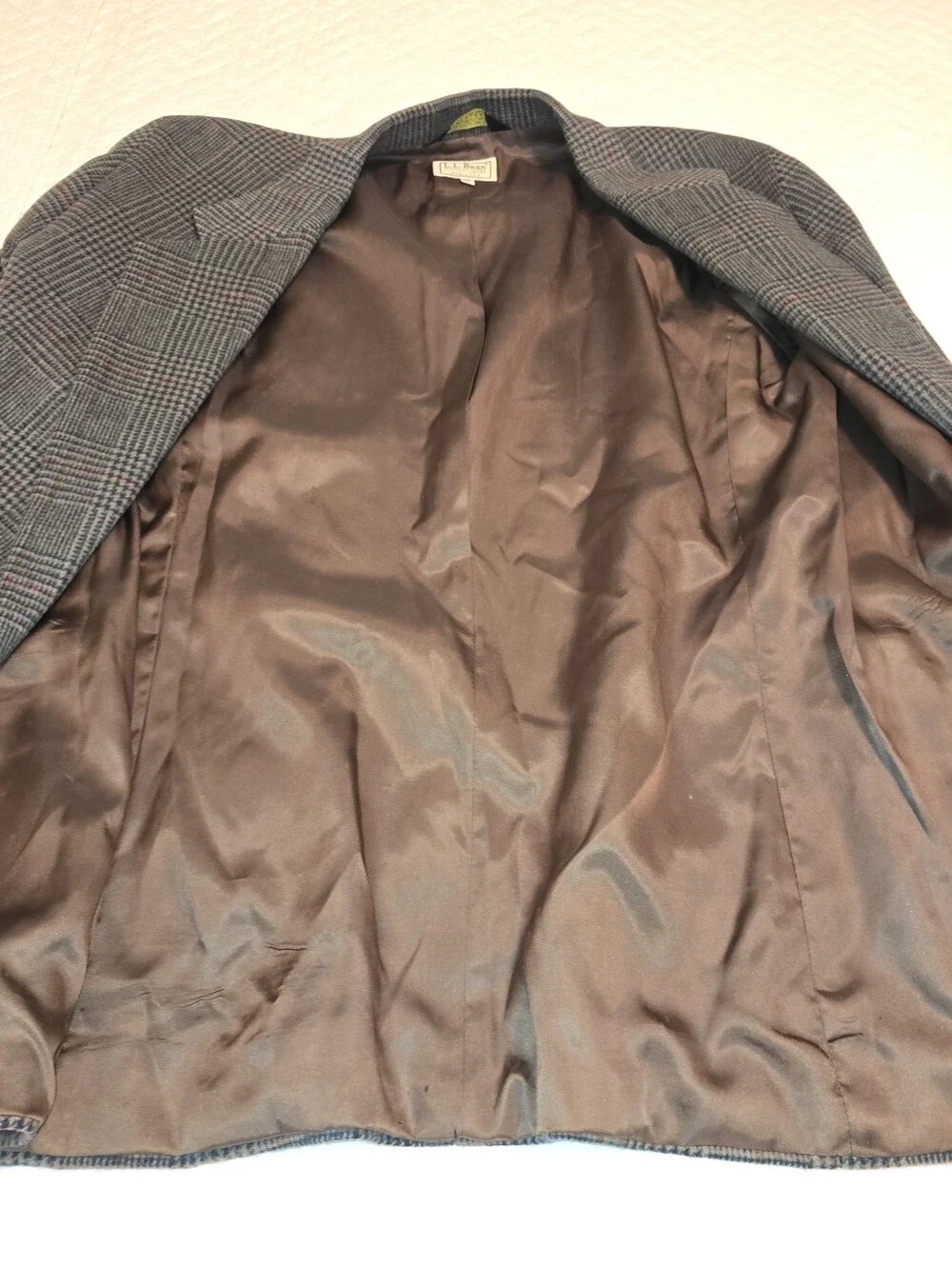 L.L. Bean Vintage Women's Brown and Gray Glen Plaid Sport Coat Blazer Size 12R